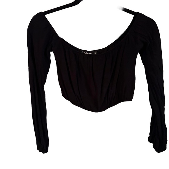 For Love And Lemons Women’s Black Crop Top Off The Shoulder L/S Size S - Picture 1 of 9